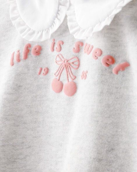 Toddler Girl Cherry French Terry Short-Sleeve Graphic Tee - White