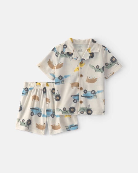 toddler boy 2-piece farm short-sleeve pajama set