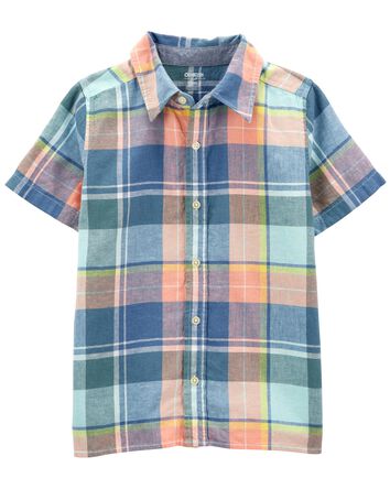 Kid Plaid Button-Front Shirt