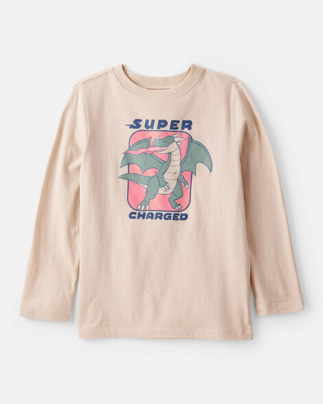 boys super charged long-sleeve graphic tee - tan