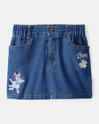 Product image 1 of Toddler Bluey Embroidered Denim Skirt - Blue