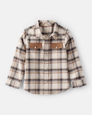 Toddler Boy Western Print Cotton Long-Sleeve Button-Down Shirt - Ivory