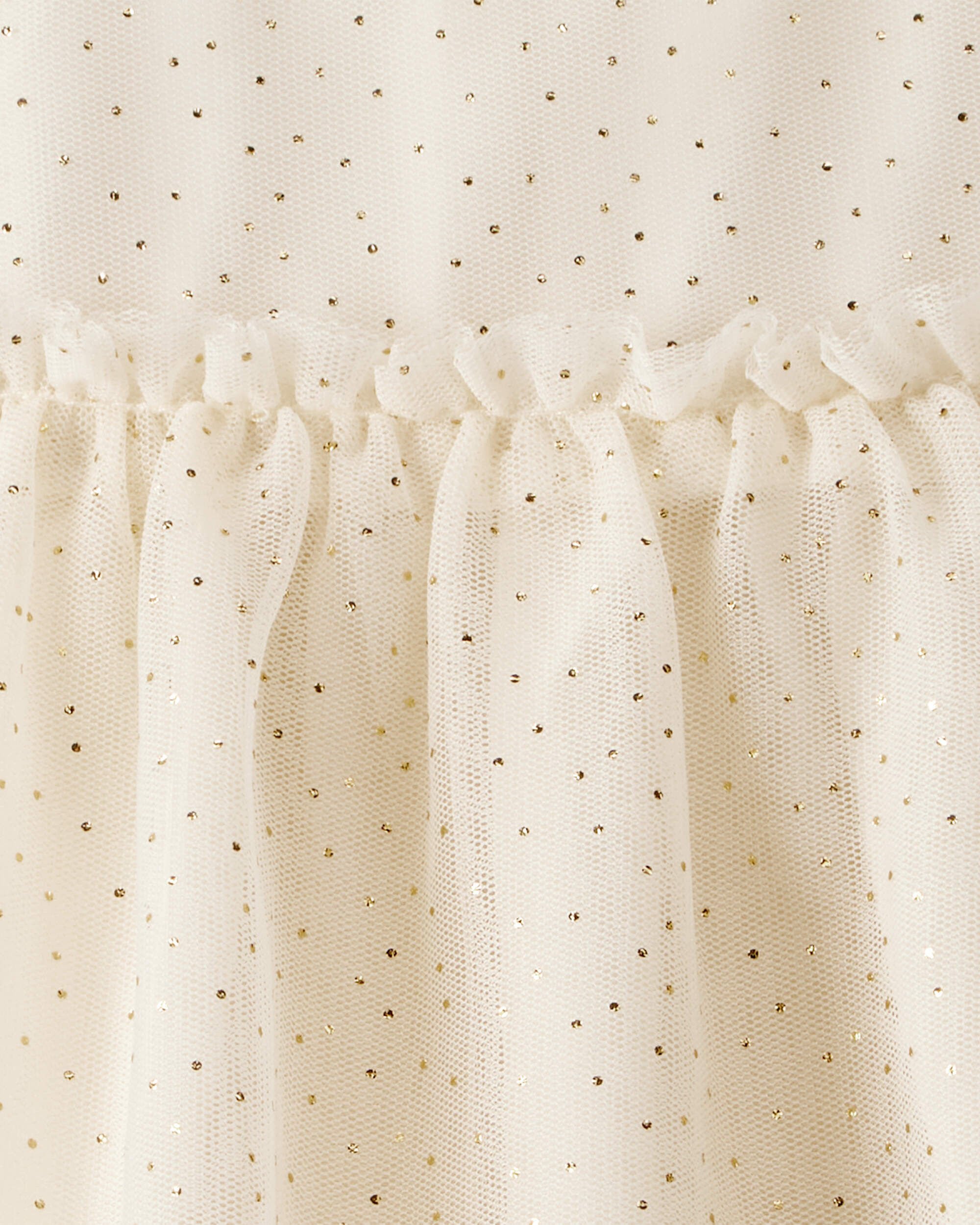 Baby Girl Sparkle Polka Dot Tulle Long-Sleeve Dress - Ivory
