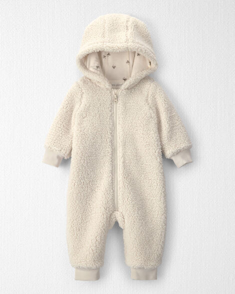 Baby Recycled Teddy Fleece Hooded Jumpsuit