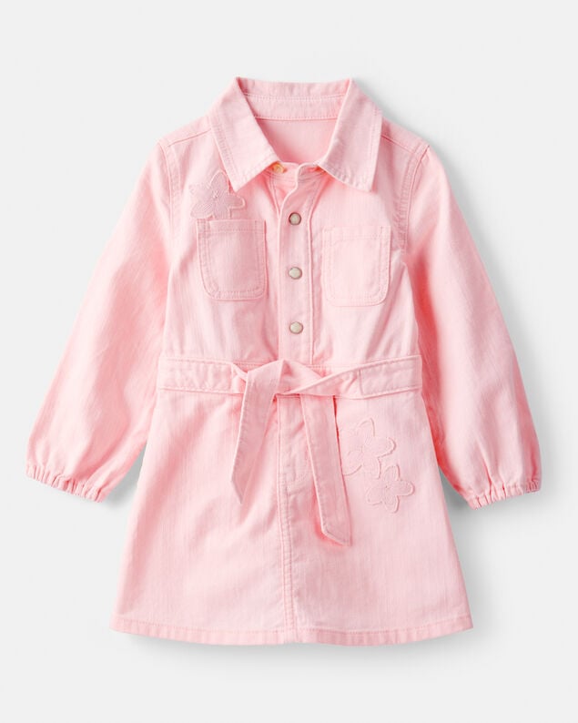 Product image 1 of Toddler Girl Embroidered Cotton Long-Sleeve Dress - Pink
