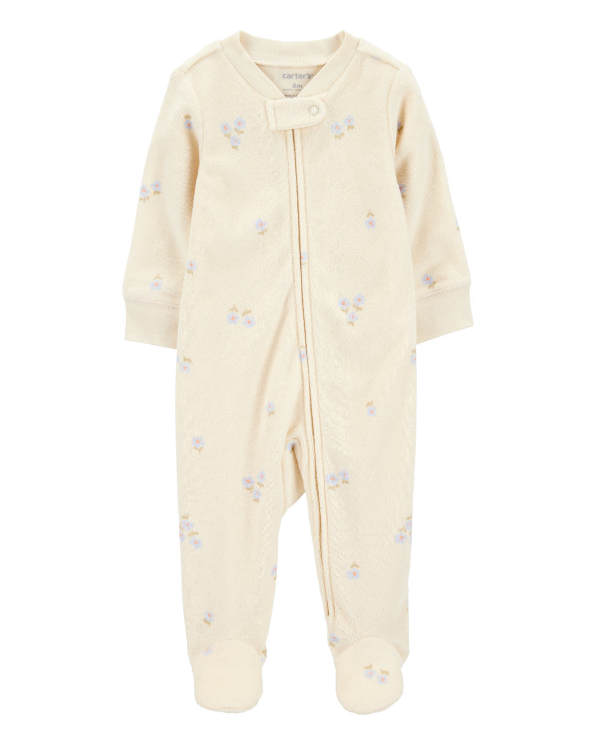 Baby Floral Print 2-Way Zip Terry Sleep & Play Pajamas