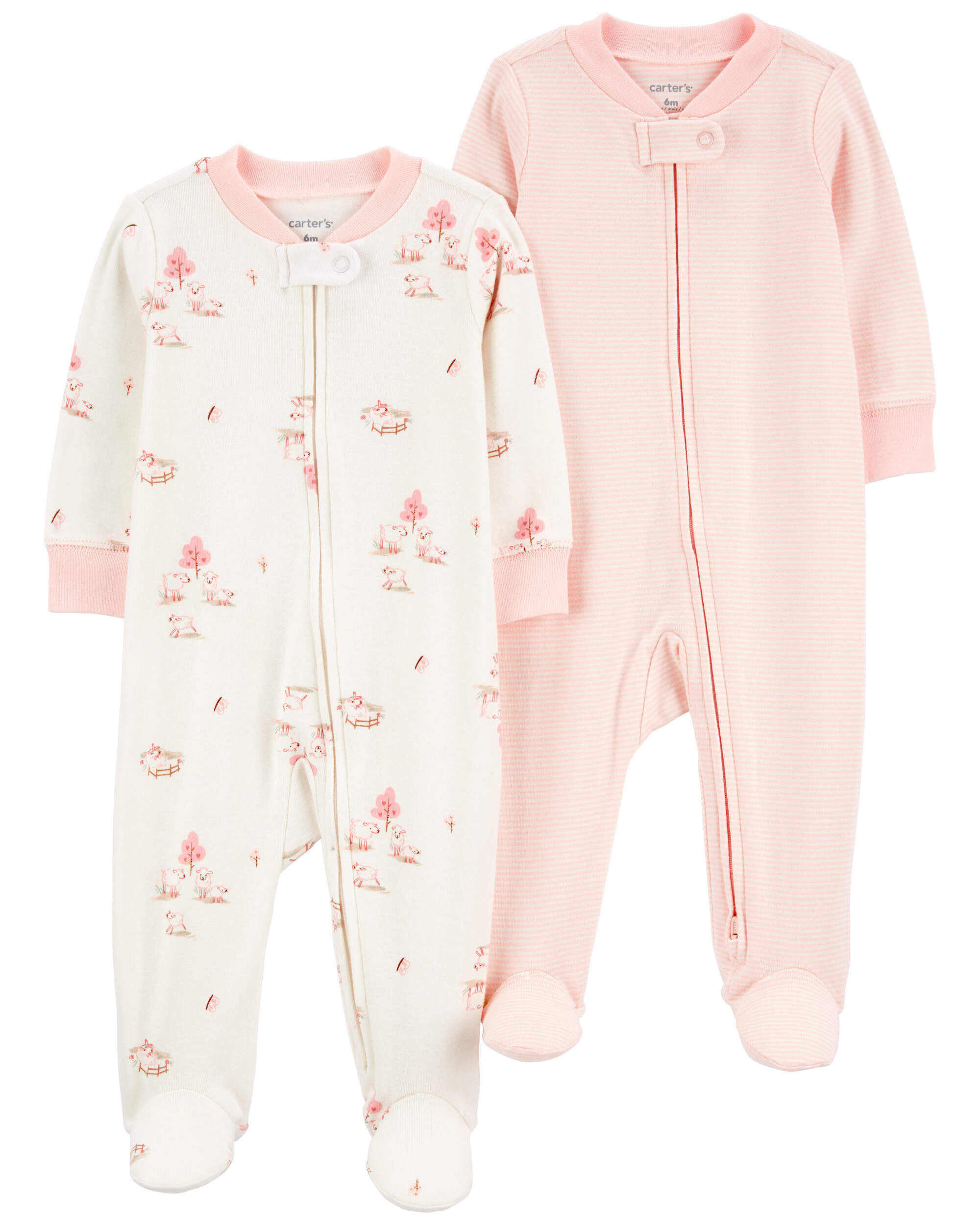 Baby 2 Pack 2 Way Zip Cotton Sleep Play Pajamas