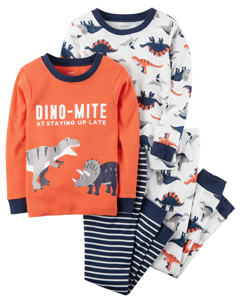 4-Piece Dino-Mite Snug Fit Cotton PJs | carters.com