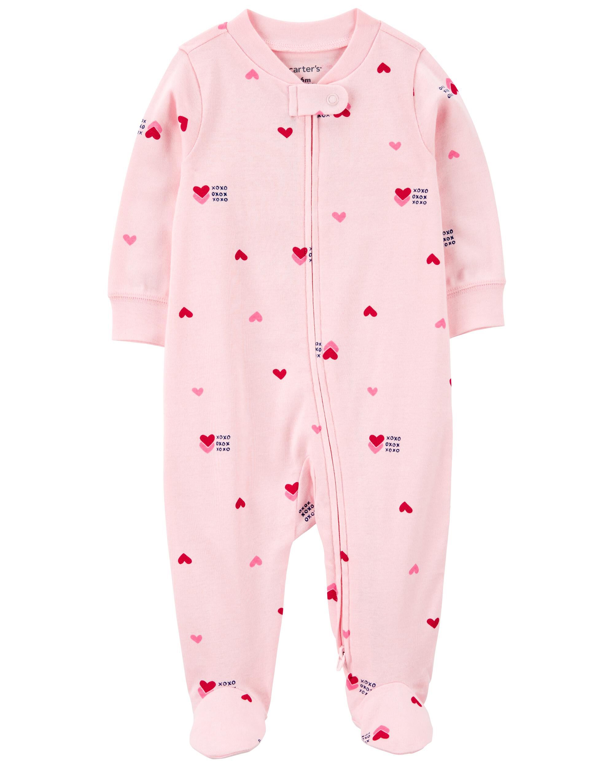 Baby Valentine s Day Heart 2 Way Zip Cotton Sleep Play Pajamas Pink Carter s Carter s