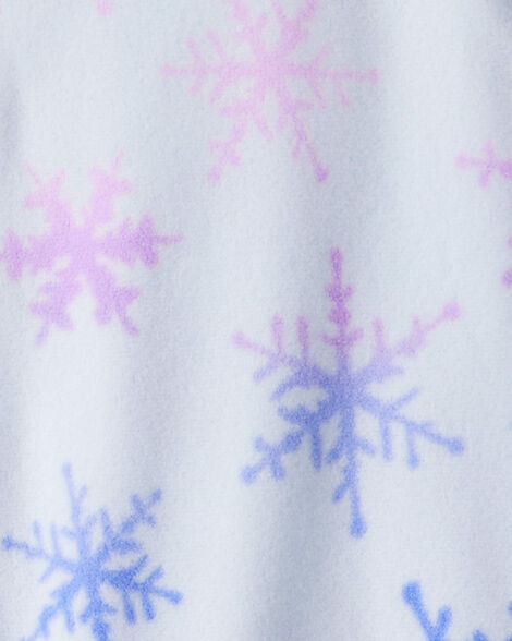 Product image 2 of Girls Snowflake Fleece Long-Sleeve Loose Fit 1-Piece Pajamas - Blue