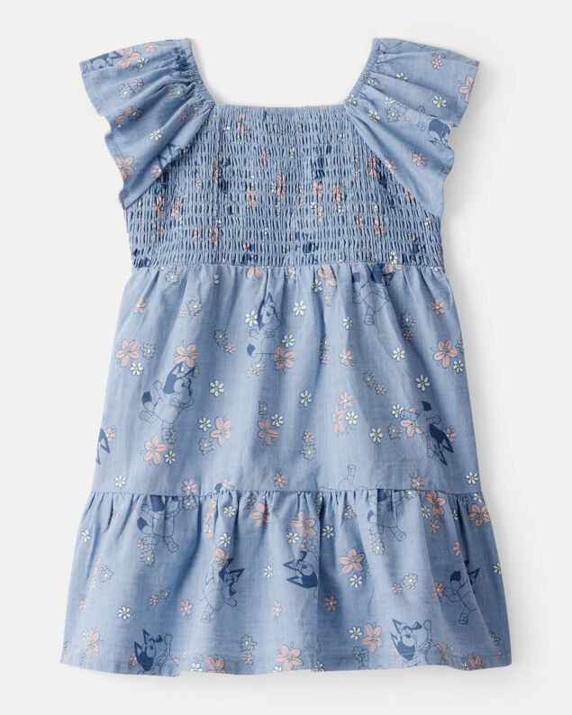 Product image 2 of Baby Girl Bluey Floral Print Denim Dress - Blue