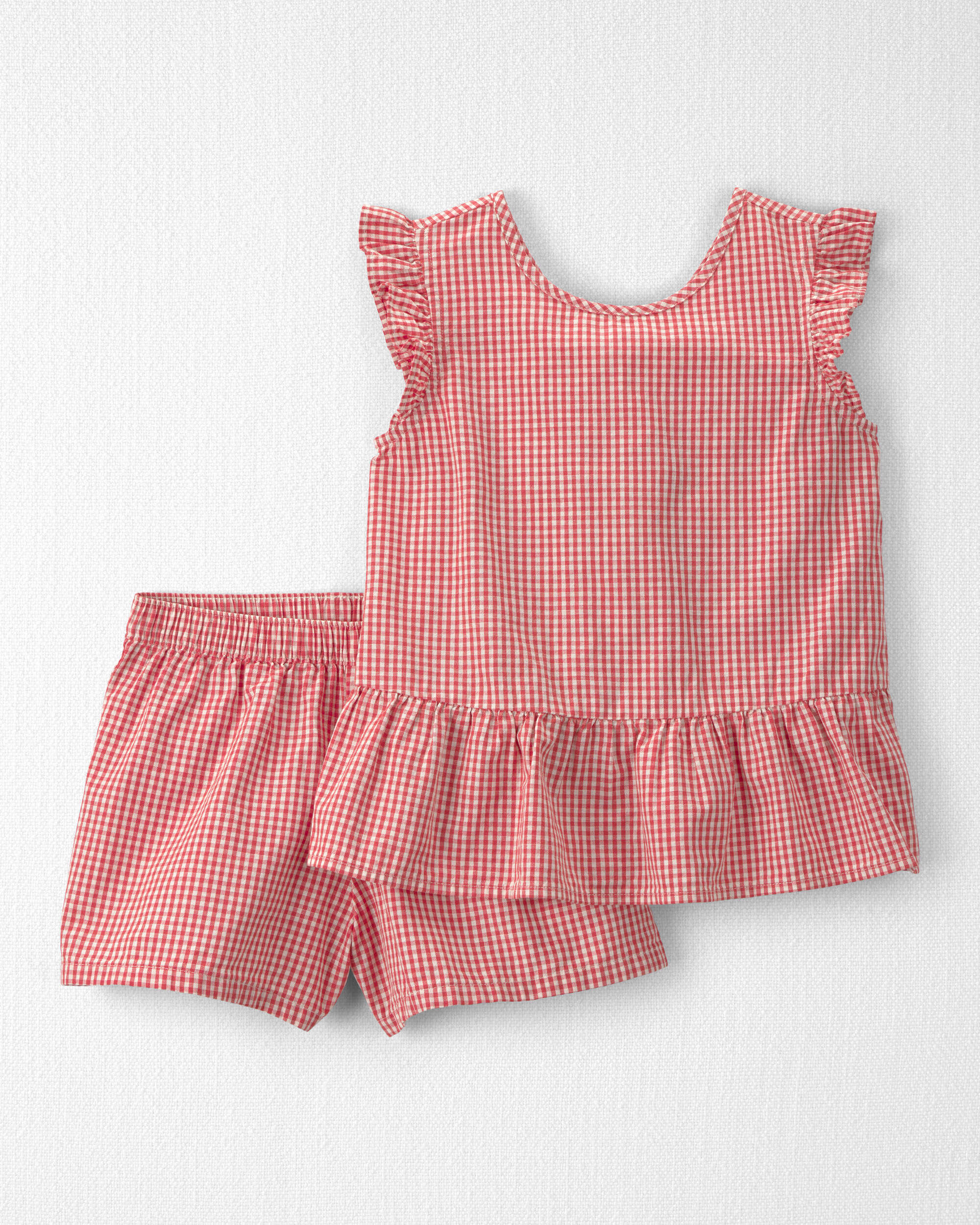 Little Planet Girls 2-Piece Top Short Set Made with Organic Cotton 7 Red Gingham 30$