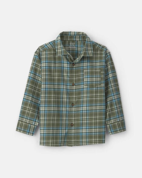 boys plaid button-down shirt - green