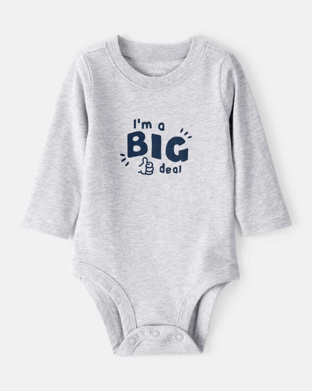 Product image 1 of Baby Boy Long-Sleeve Graphic Bodysuit - Grey