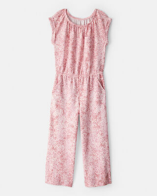 Kid Floral Smocked Short-Sleeve Jumpsuit