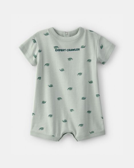 baby boy 'expert crawler' snail short-sleeve romper - green