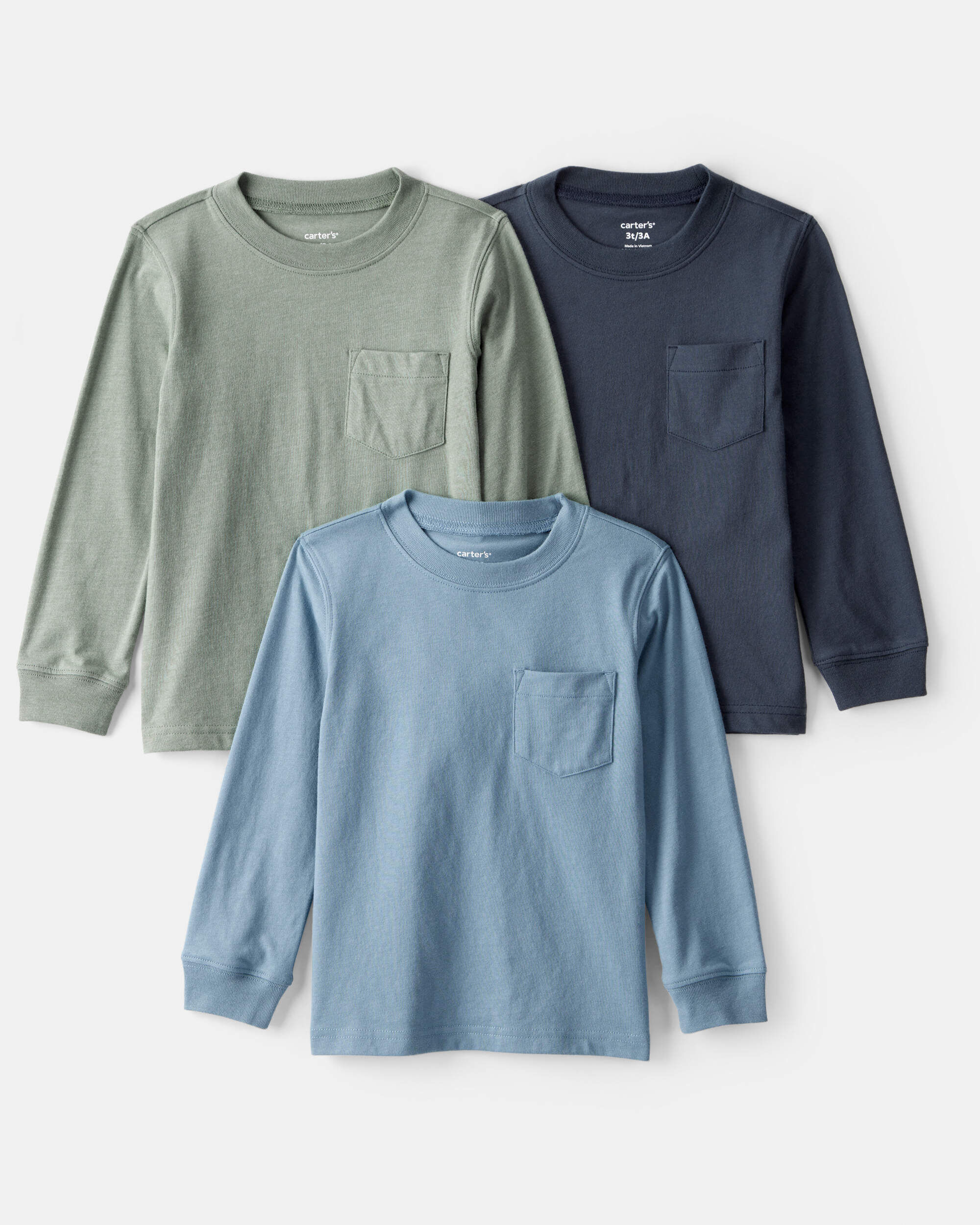 Toddler Boy 3-Pack Long-Sleeve T-Shirts - Blue/Green