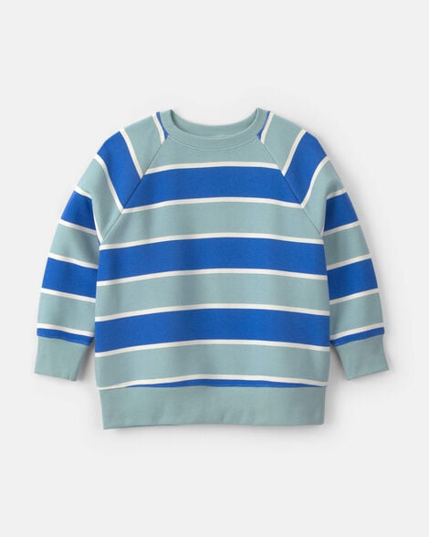 boys striped fleece pullover sweatshirt - blue