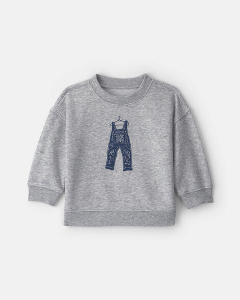Baby Boy Overall French Terry Sweater - Grey