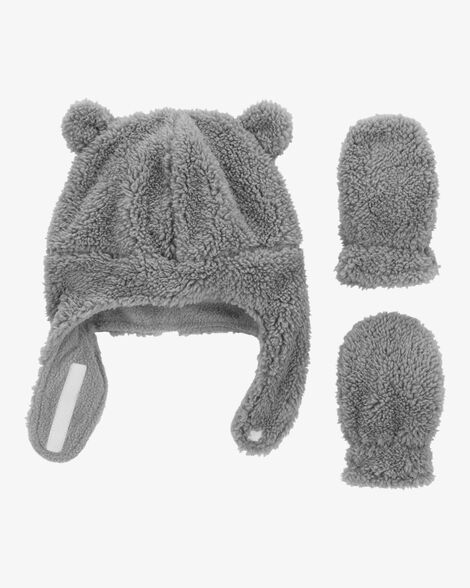  Product image 1 of Baby 2-Pack Sherpa Hat & Mitten Set