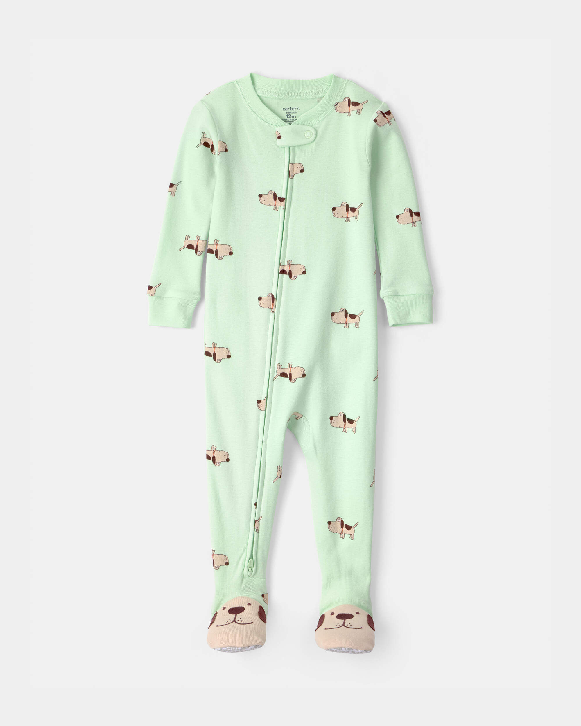 Carter's toddler dog 100% cotton snug fit 1-piece pajama 3T Green