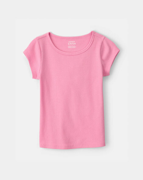 girls rib top - pink