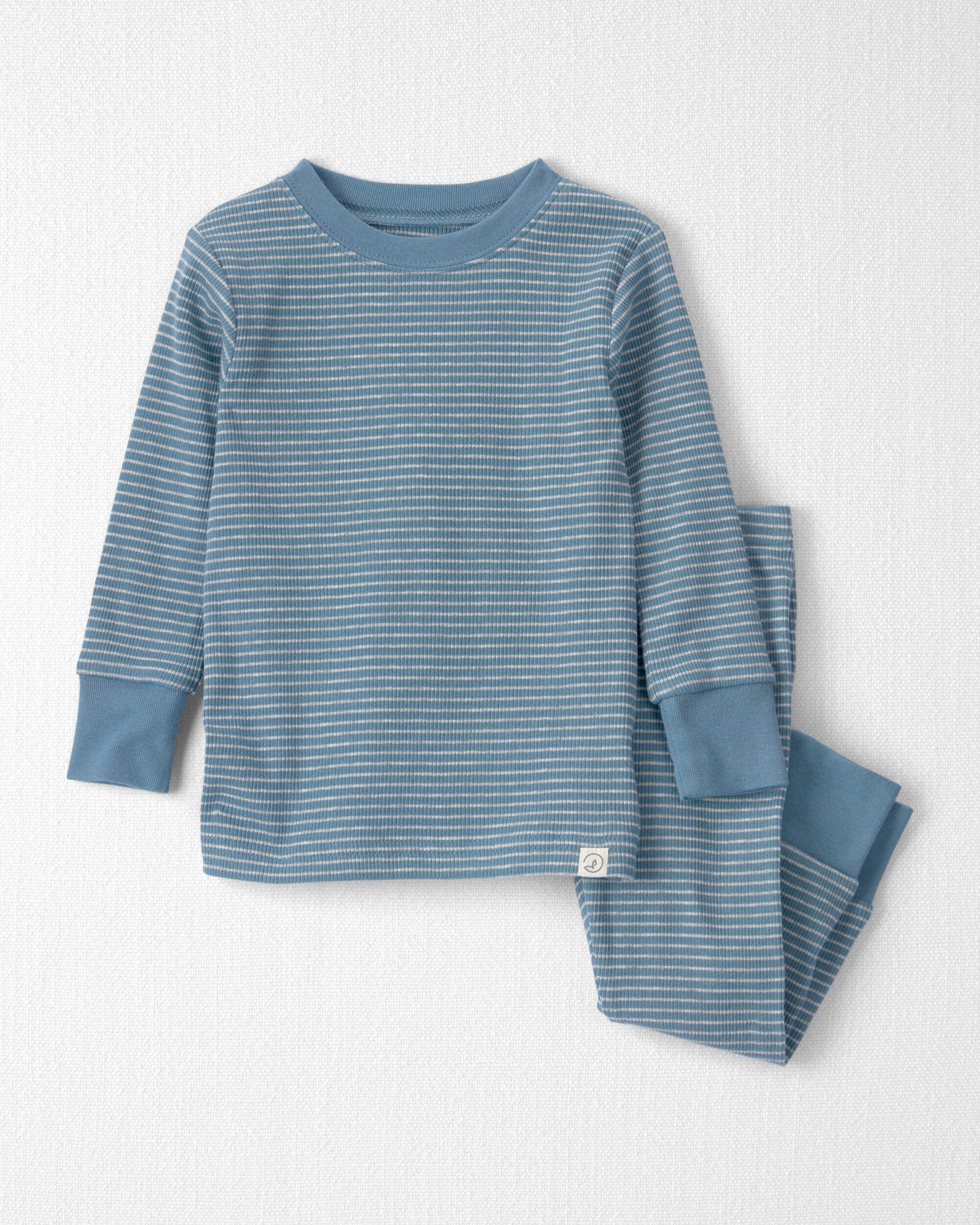 Little Planet Baby Boys 2-Piece Organic Cotton Ribbed Pajama Set In Stripes Baby Size 6M Blue Stripes 18$