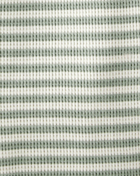Baby Organic Cotton Waffle Knit Romper in Stripes