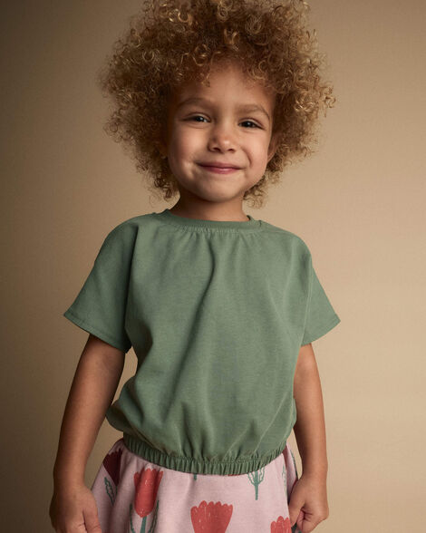 Toddler Girl Cinched-Waist Top - Olive