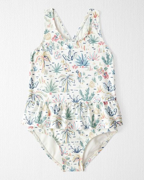 Toddler Girl Recycled Swimsuit in Tropical Paradise