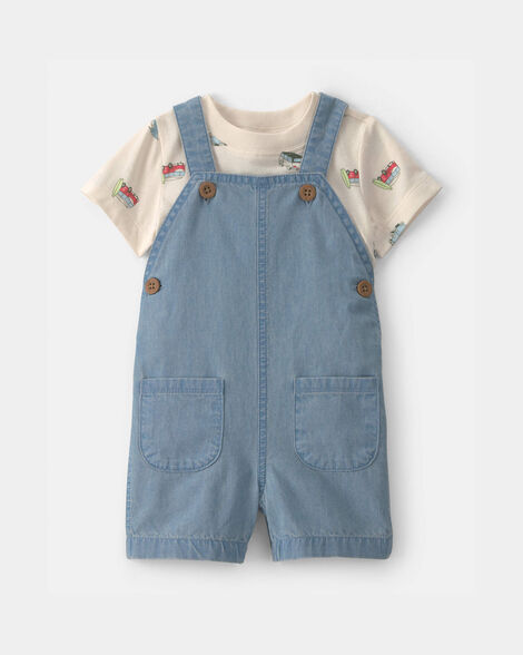 baby 2-piece beachy van shortall set - blue