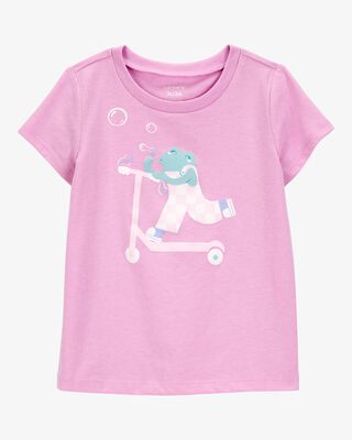 Product image 1 of Toddler Scooter Frog Short-Sleeve Graphic Tee - Pink
