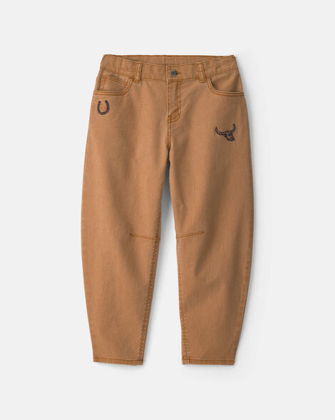 Boys Twill Barrel Jeans - Brown