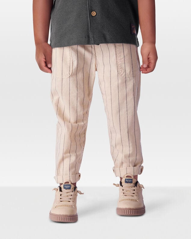 Product image 2 of Toddler Striped Pull-On Cotton Pants - Tan
