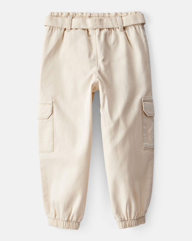 Product image 2 of Toddler Girl Cotton Cargo Joggers - Ivory
