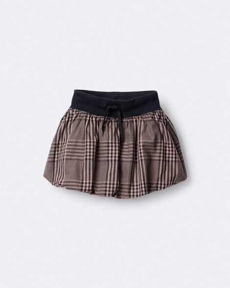 Toddler Girl Bubble Skirt in Plaid - Tan