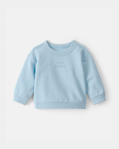 baby 'more cuddles' french terry pullover sweatshirt - blue