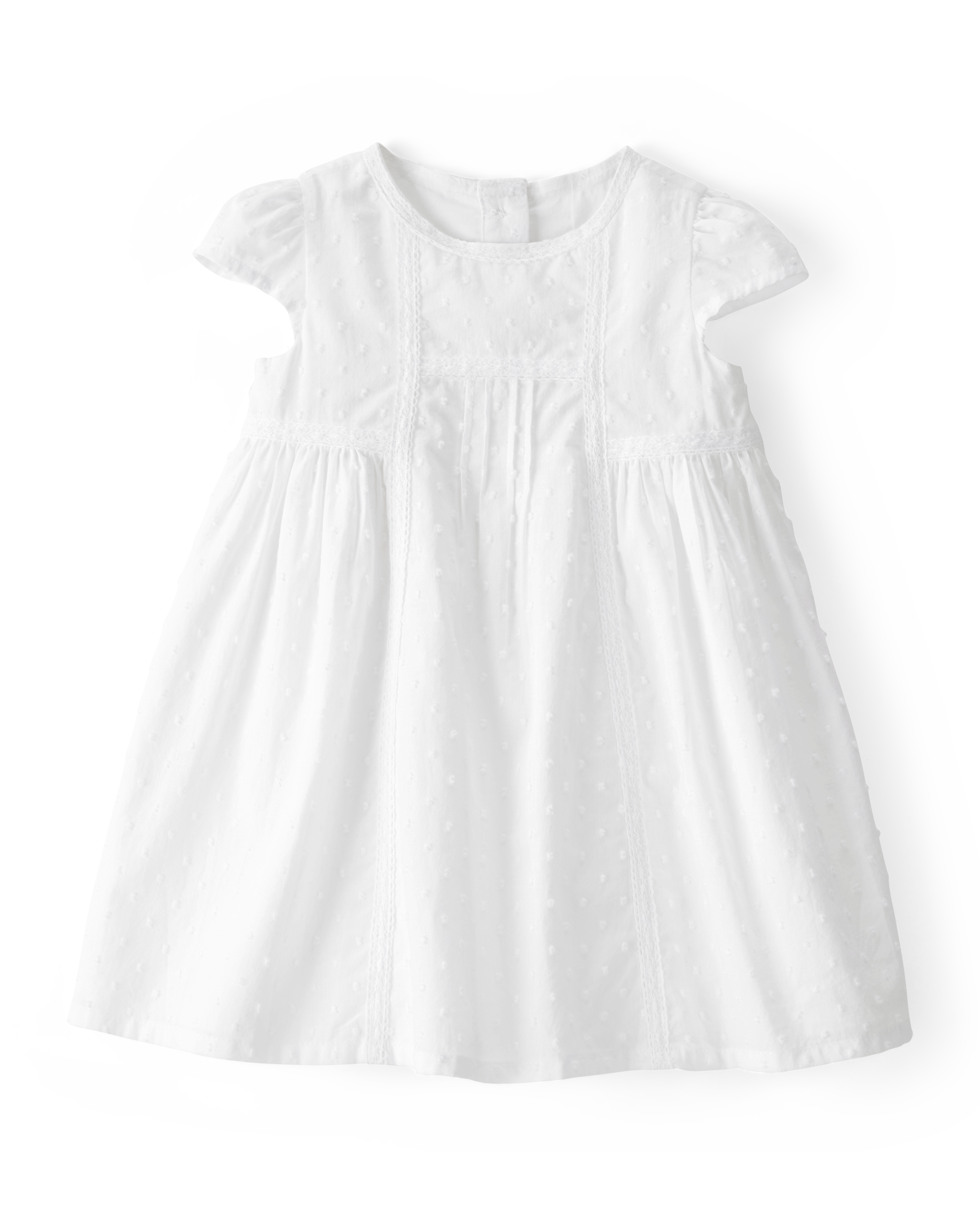 Baby Girl Textured Babydoll Dress - White