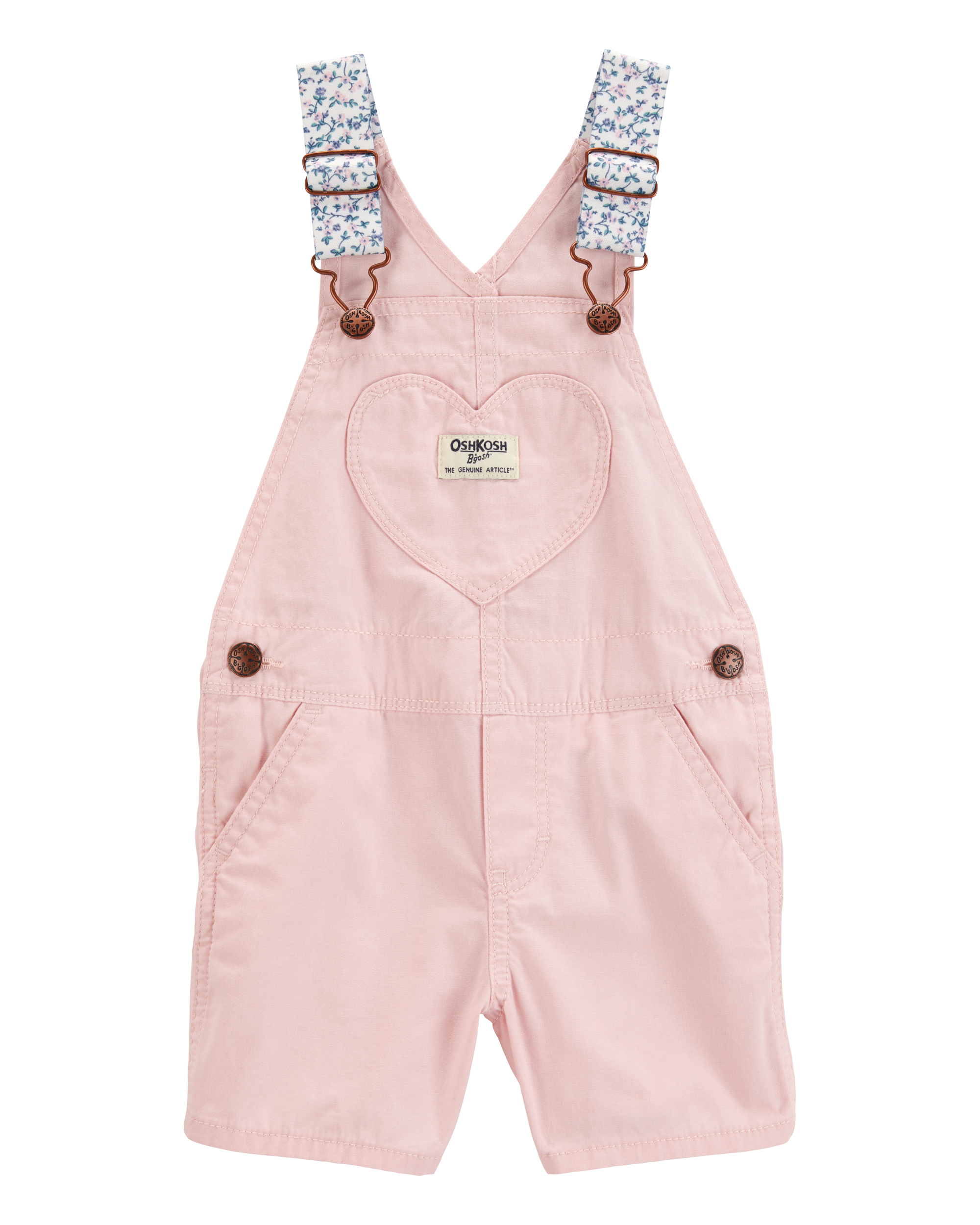 Toddler Heart Woven Shortalls - Pink