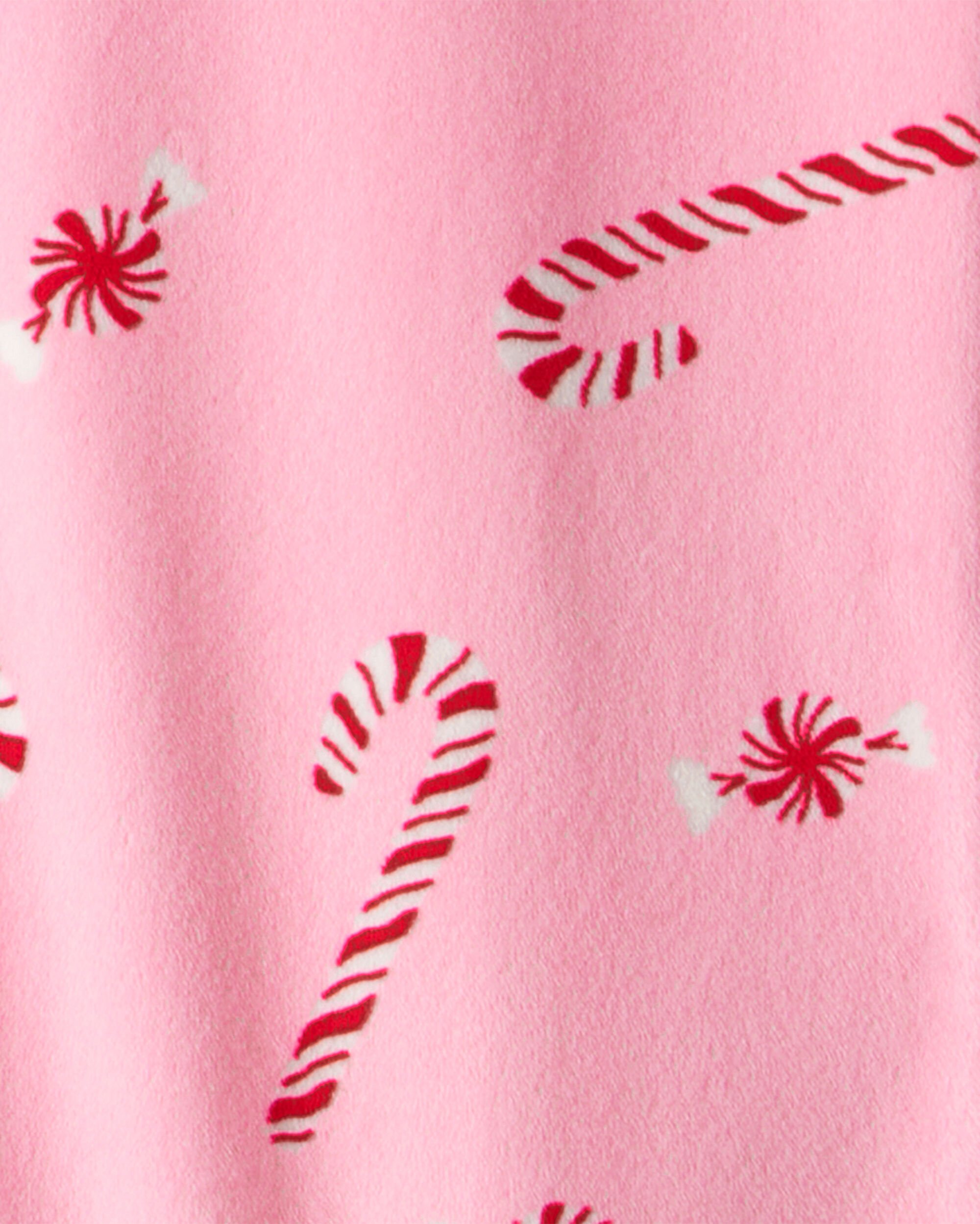 Toddler Pink Peppermints Velour Long-Sleeve Snug Fit 1-Piece Pajamas
