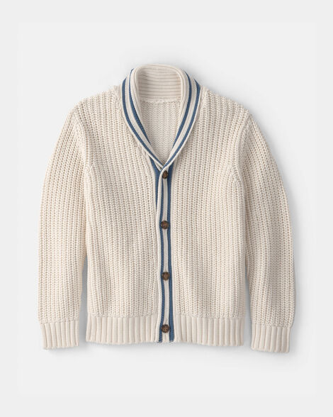 boys striped cardigan sweater - cream