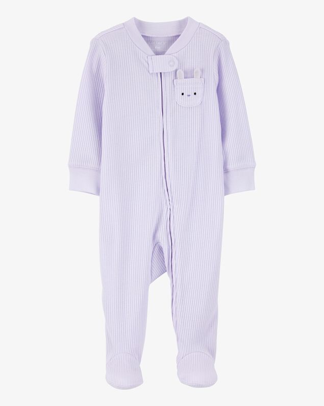 Product image 1 of Baby Bunny 2-Way Zip Ribbed Sleep & Play Pajamas - Purple