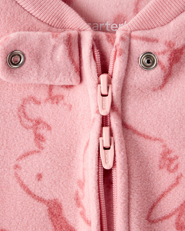 Product image 2 of Baby Girl Bunny Print Fleece Long-Sleeve Loose Fit Sleep & Play Pajamas - Pink