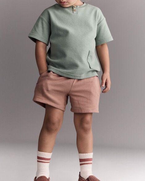 Toddler Boy Henley Tee with Pocket - Sage