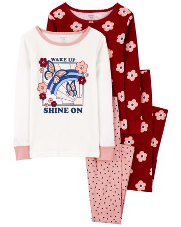 Kid 4-Piece Floral 100% Snug Fit Cotton Pajamas