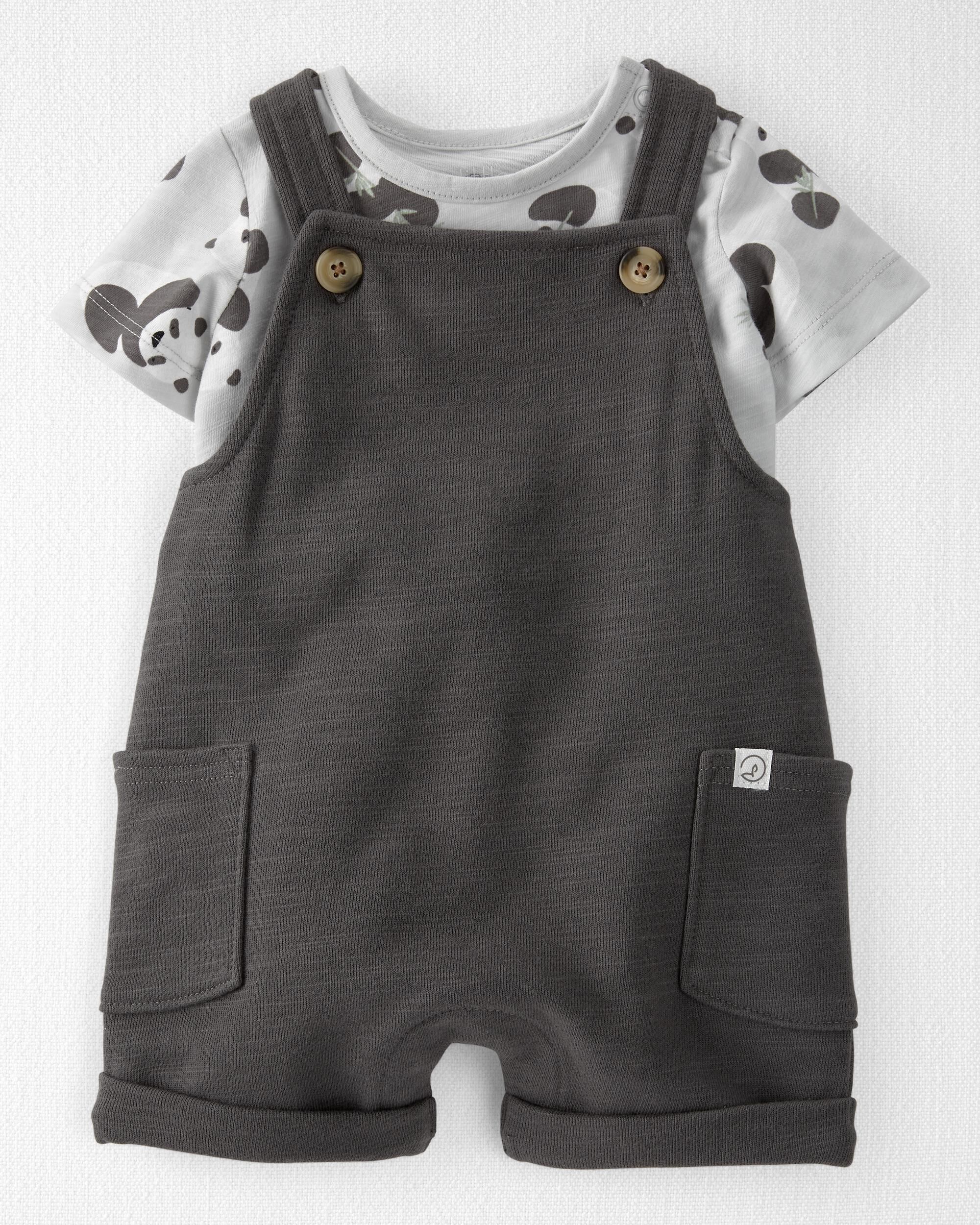 2-Piece Organic Slub Knit Shortalls Set