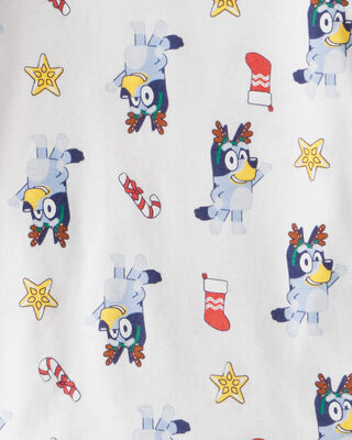 Product image 2 of Toddler Bluey™ Print 100% Cotton Long-Sleeve Snug Fit 2-Piece Pajamas - White