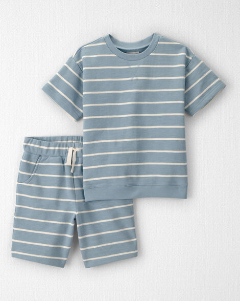 Kid 2-Piece Organic Cotton Top & Short Set in Stripes