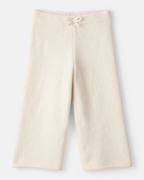 Toddler Girl Wide-Leg  Sweater Knit Pants - Ivory