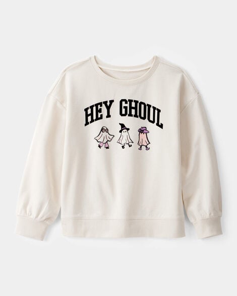 kid halloween hey ghoul pullover sweatshirt - ivory